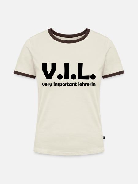 lehrerin - Frauen Kontrast-T-Shirt - Off-White/Dunkelbraun