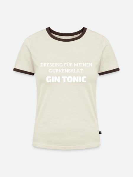 Gin tonic tshirt - Frauen Kontrast-T-Shirt - Off-White/Dunkelbraun