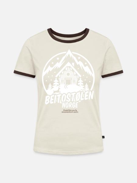 Beitostølen Norge - Frauen Kontrast-T-Shirt - Off-White/Dunkelbraun