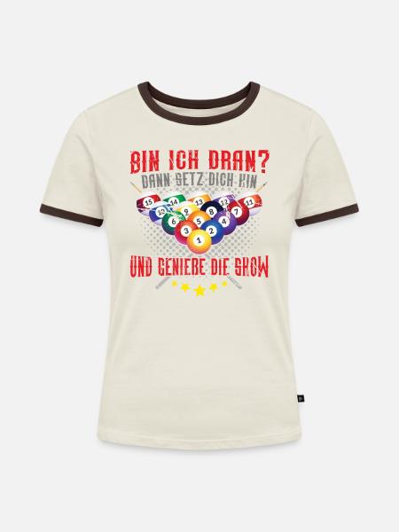Billard - Frauen Kontrast-T-Shirt - Off-White/Dunkelbraun
