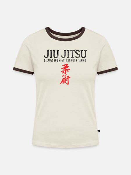 Jiu Jitsu - Frauen Kontrast-T-Shirt - Off-White/Dunkelbraun