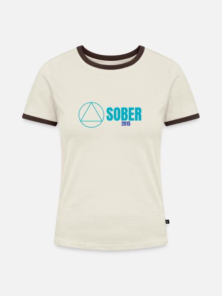 Alcoholics Anonymous Sober 2015 - Frauen Kontrast-T-Shirt - Off-White/Dunkelbraun