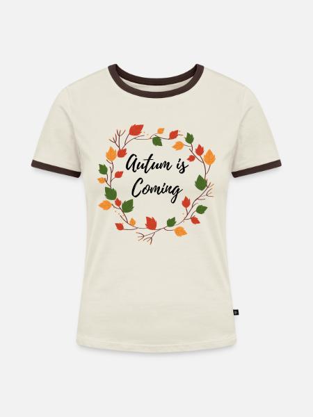 Autum is Coming - Frauen Kontrast-T-Shirt - Off-White/Dunkelbraun