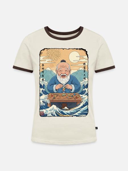 Pyro Kawaii Feuerwerk - Frauen Kontrast-T-Shirt - Off-White/Dunkelbraun