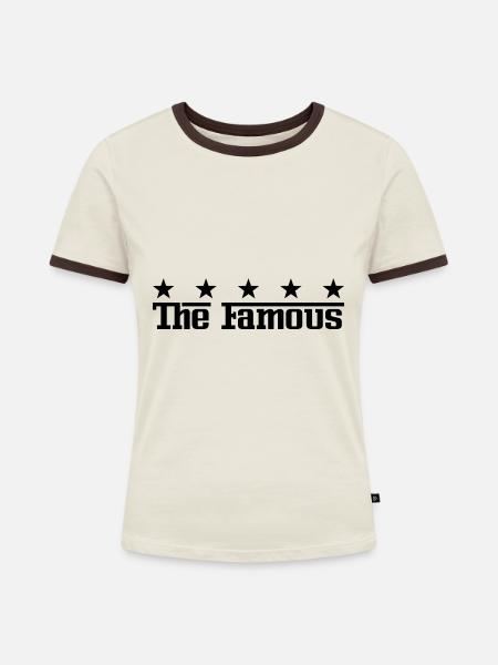 Der Berühmte - Design 4 - Frauen Kontrast-T-Shirt - Off-White/Dunkelbraun