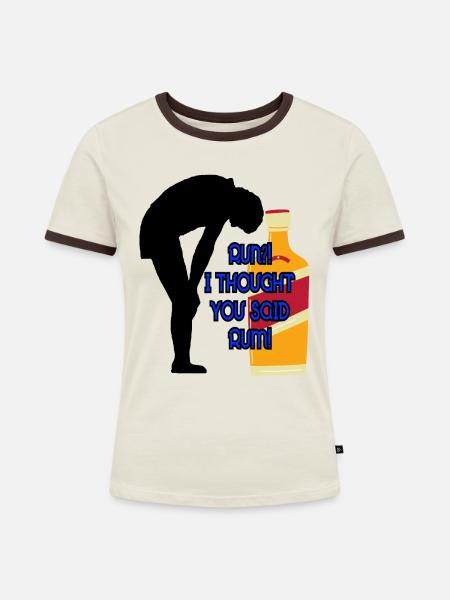 Ausgeführte - Frauen Kontrast-T-Shirt - Off-White/Dunkelbraun