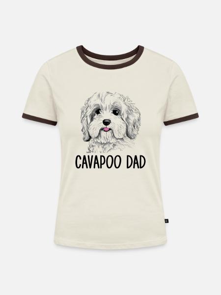 cavapoo dad, cavapoo - Frauen Kontrast-T-Shirt - Off-White/Dunkelbraun