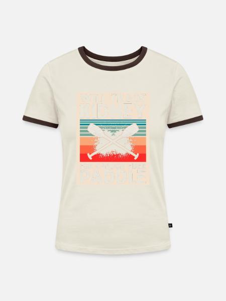 Drachenboot und Drachenboot Crew - Frauen Kontrast-T-Shirt - Off-White/Dunkelbraun