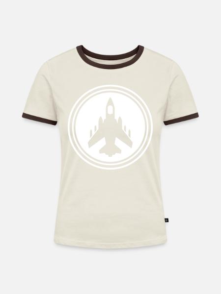 Flugzeug jet symbol - Frauen Kontrast-T-Shirt - Off-White/Dunkelbraun