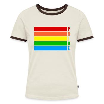 Pride - Frauen Kontrast-T-Shirt - Off-White/Dunkelbraun - Vorne - AI Model Female 172 dark (172cm)