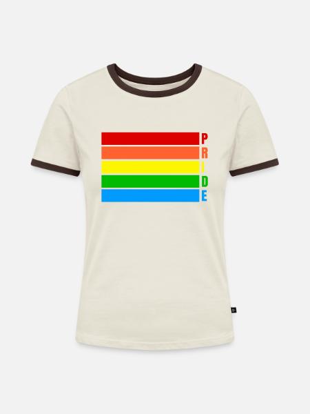 Pride - Frauen Kontrast-T-Shirt - Off-White/Dunkelbraun