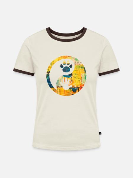 Tierschutz - Frauen Kontrast-T-Shirt - Off-White/Dunkelbraun