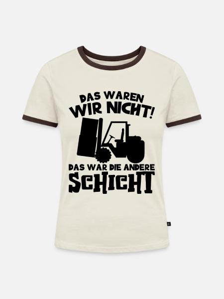 Gabelstapler Gabelstaplerfahrer Lagerarbeiter - Frauen Kontrast-T-Shirt - Off-White/Dunkelbraun