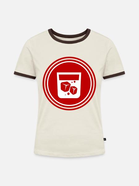 Whisky Icon - Frauen Kontrast-T-Shirt - Off-White/Dunkelbraun