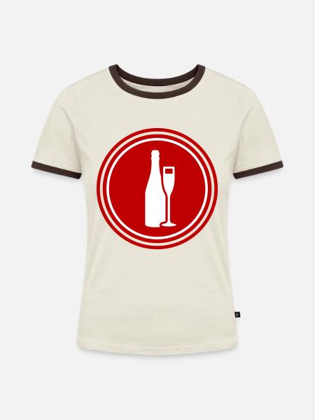 Rotwein Symbol - Frauen Kontrast-T-Shirt - Off-White/Dunkelbraun
