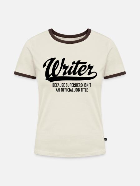 Writer - Superhero - Frauen Kontrast-T-Shirt - Off-White/Dunkelbraun