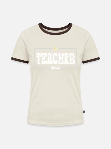Lehrermodus ( Englisch ) - Frauen Kontrast-T-Shirt - Off-White/Dunkelbraun