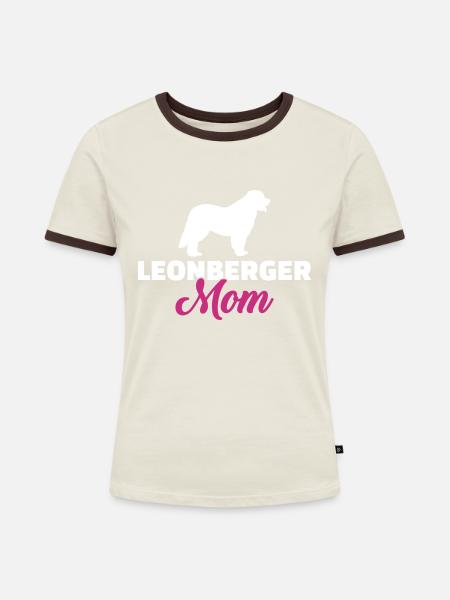 Leonberger - Frauen Kontrast-T-Shirt - Off-White/Dunkelbraun