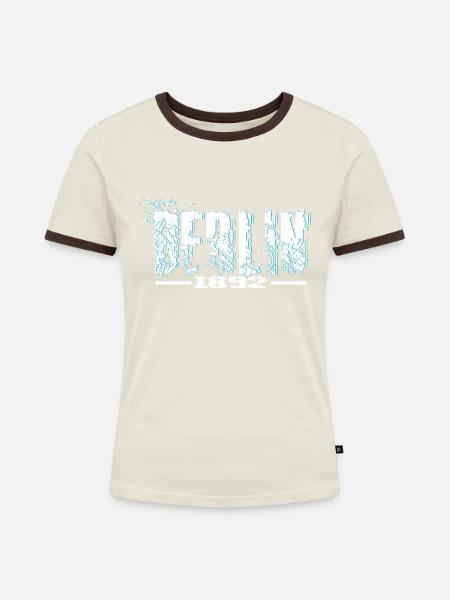 Berlin - Frauen Kontrast-T-Shirt - Off-White/Dunkelbraun