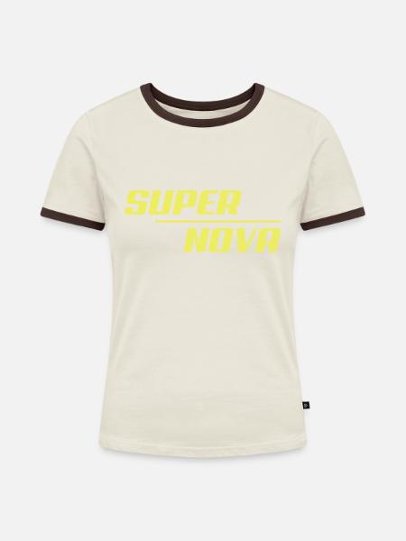 Supernova - Frauen Kontrast-T-Shirt - Off-White/Dunkelbraun