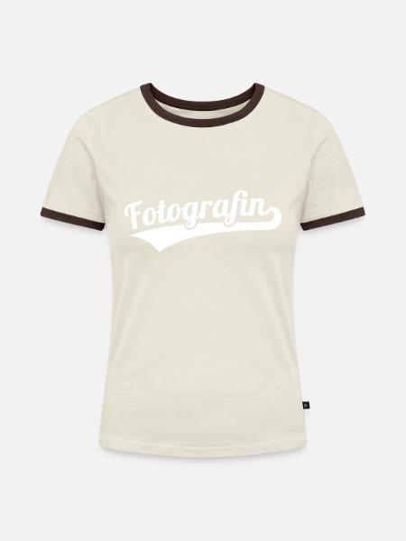 Fotografin - Frauen Kontrast-T-Shirt - Off-White/Dunkelbraun