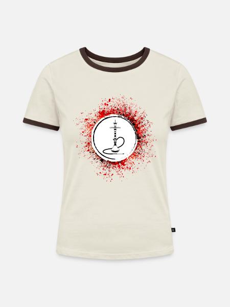 Bong Rauchen Pfeife - Frauen Kontrast-T-Shirt - Off-White/Dunkelbraun