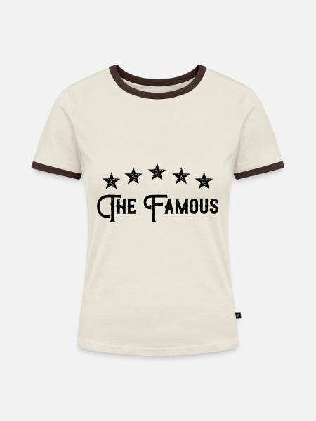 Der Berühmte - Design 6 - Frauen Kontrast-T-Shirt - Off-White/Dunkelbraun