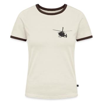 ec145t2 Hubschrauber Helikopter Helicopter Pilot - Frauen Kontrast-T-Shirt - Off-White/Dunkelbraun - Vorne - AI Model Female 172 dark (172cm)