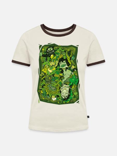 lsd_absinth - Frauen Kontrast-T-Shirt - Off-White/Dunkelbraun