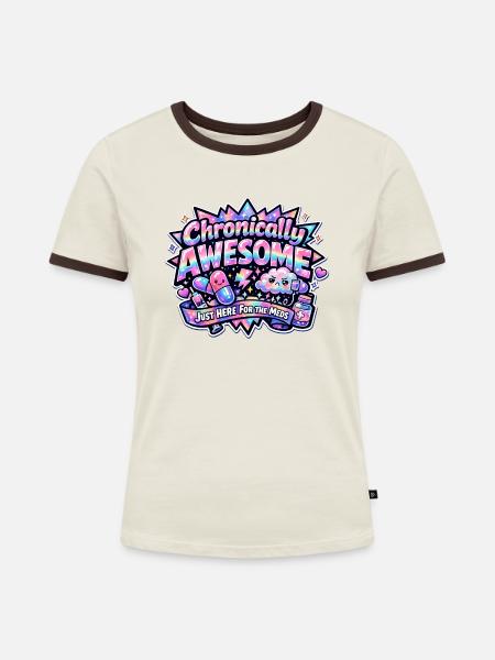 Chronisch großartig - Frauen Kontrast-T-Shirt - Off-White/Dunkelbraun