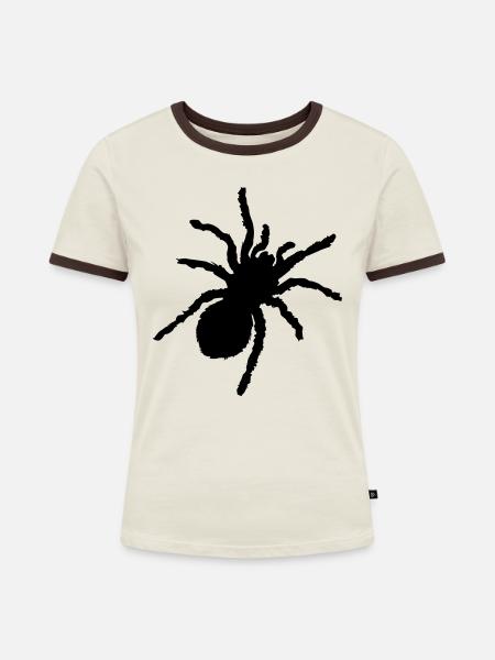 spinne silhouette - Frauen Kontrast-T-Shirt - Off-White/Dunkelbraun