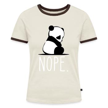 Nope Not Today Shirt Funny Lazy Panda - Frauen Kontrast-T-Shirt - Off-White/Dunkelbraun - Vorne - AI Model Female 172 dark (172cm)