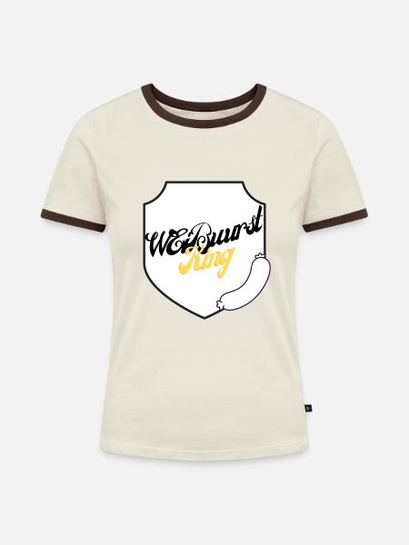 Weißwurst King - Frauen Kontrast-T-Shirt - Off-White/Dunkelbraun