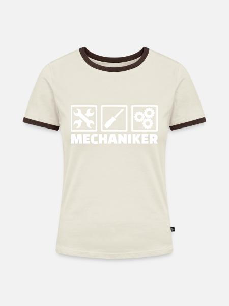 Mechaniker - Frauen Kontrast-T-Shirt - Off-White/Dunkelbraun