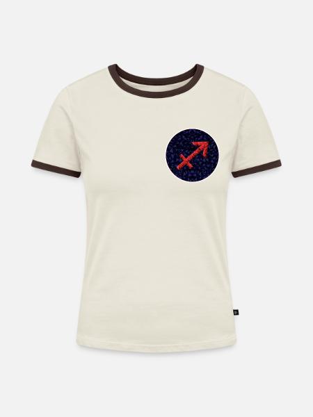 Saggitarius - Frauen Kontrast-T-Shirt - Off-White/Dunkelbraun