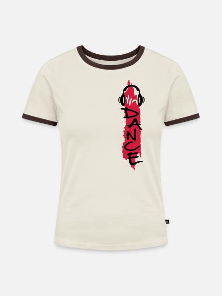 dance - Frauen Kontrast-T-Shirt - Off-White/Dunkelbraun