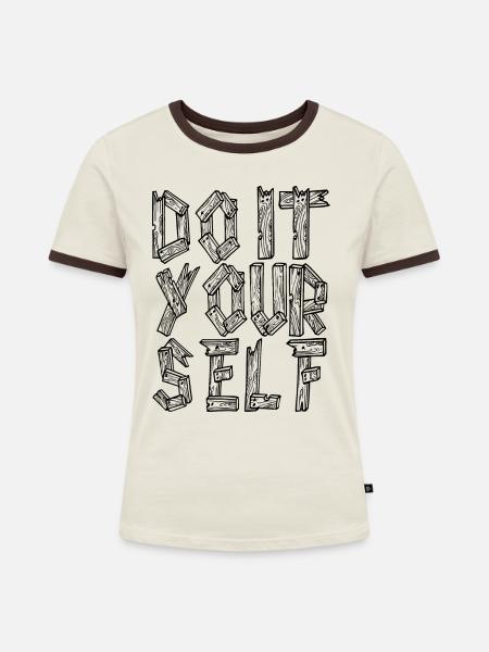 DIY - do it yourself - Frauen Kontrast-T-Shirt - Off-White/Dunkelbraun