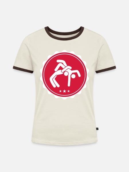 Ringen Wrestling - Frauen Kontrast-T-Shirt - Off-White/Dunkelbraun