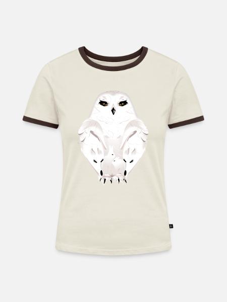 wintertier - Frauen Kontrast-T-Shirt - Off-White/Dunkelbraun