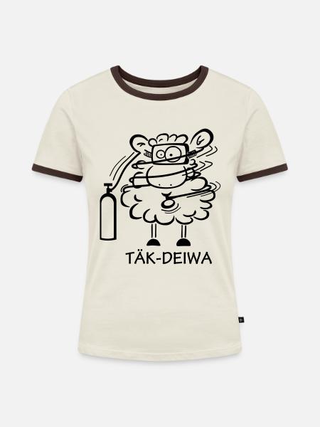 Tek-Diver - Frauen Kontrast-T-Shirt - Off-White/Dunkelbraun