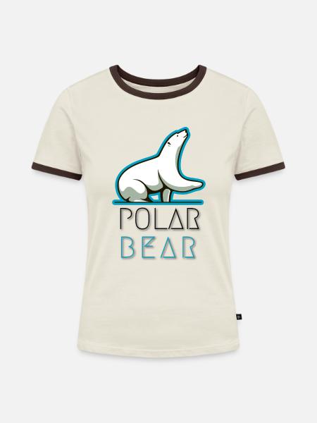 Eisbär - Frauen Kontrast-T-Shirt - Off-White/Dunkelbraun