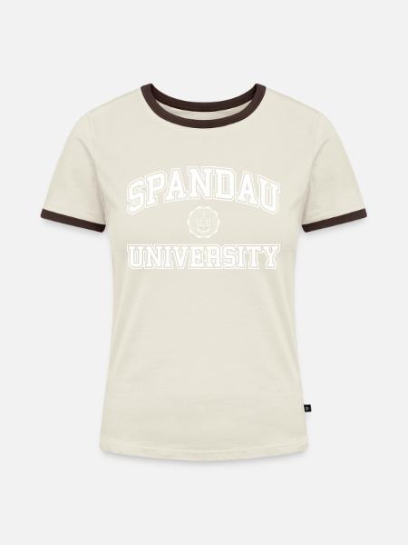 Spandau University - Frauen Kontrast-T-Shirt - Off-White/Dunkelbraun