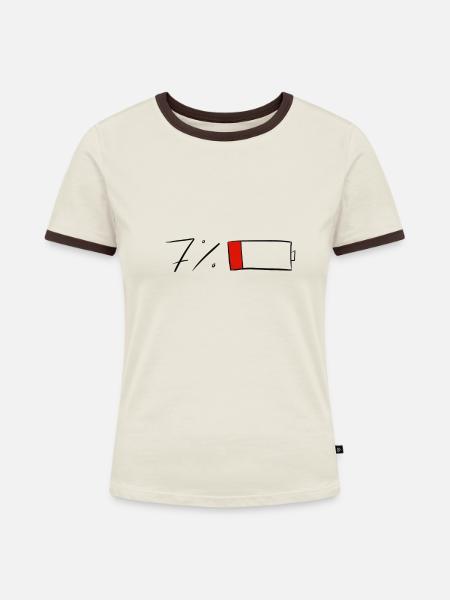 7% Akku - Frauen Kontrast-T-Shirt - Off-White/Dunkelbraun