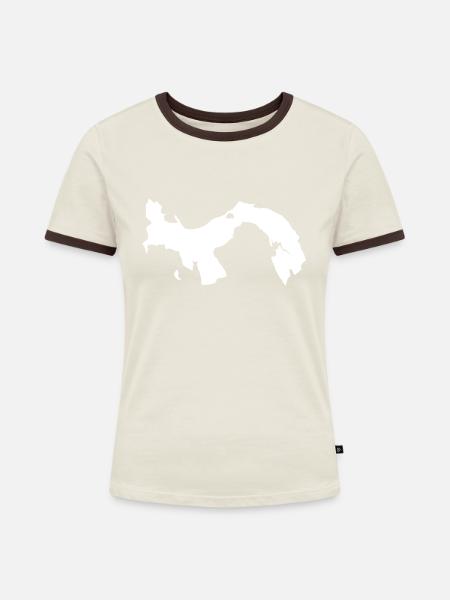 Panama - Frauen Kontrast-T-Shirt - Off-White/Dunkelbraun