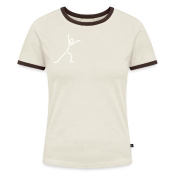 iYpsilon schräg - Frauen Kontrast-T-Shirt - Off-White/Dunkelbraun - Vorne - AI Model Female 172 dark (172cm)