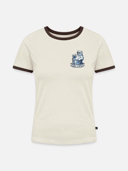 Kühl You Up Eisbär - Frauen Kontrast-T-Shirt - Off-White/Dunkelbraun