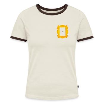 Friends Lila Tür Bilderrahmen - Frauen Kontrast-T-Shirt - Off-White/Dunkelbraun - Vorne - AI Model Female 172 dark (172cm)