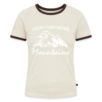 Berge Natur Wildnis Glaube Spruch Geschenk - Frauen Kontrast-T-Shirt - Off-White/Dunkelbraun - Vorne - AI Model Female 172 dark (172cm)