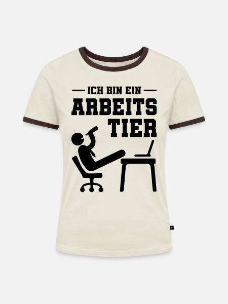 ich bin ein arbeitstier - Frauen Kontrast-T-Shirt - Off-White/Dunkelbraun