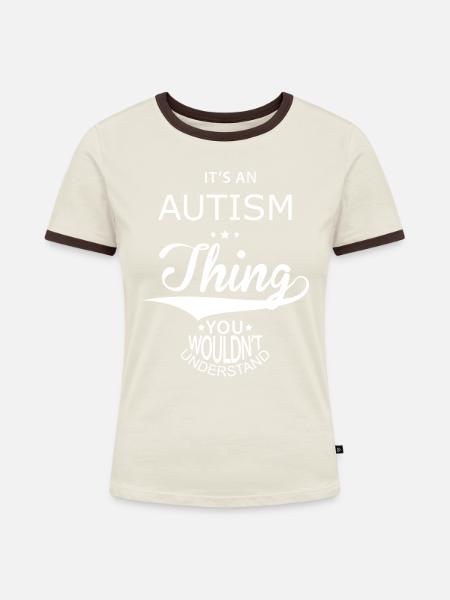 Autismus - Frauen Kontrast-T-Shirt - Off-White/Dunkelbraun